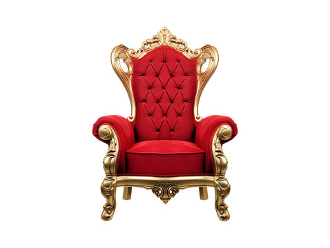 Red And Gold Throne Chair Isolated On Transparent Or White Background, Png