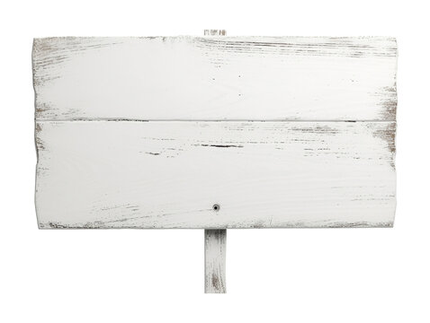 White wooden sign post isolated on transparent or white background, png