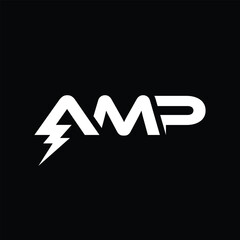 Monogram Letter AMP Bolt Logo Design Vector