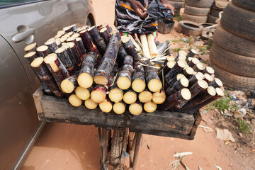 A stack of Sugar cane stalks