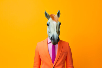 Heavy funny horse anthropomorphic bright colors - obrazy, fototapety, plakaty