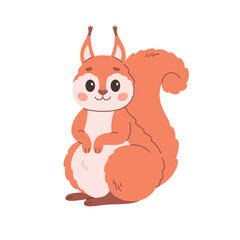 Obraz premium Cute squirrel. Woodland animal, fluffy rodent. Vector illustration in flat style