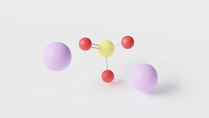 sodium sulfite molecule 3d, molecular structure, ball and stick model, structural chemical formula preservative e221