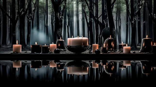 Bougies noires allum&eacute;es