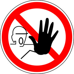 hand holding sign for no entry in red and white sign