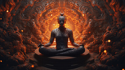 Explore the realm of demiurge meditation through this captivating 3D illustration..