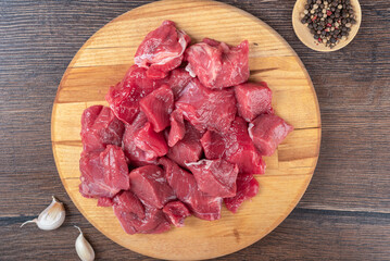 Close-up of fresh beef or lamb, garlic and pepper mixture.