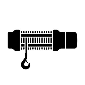Winch icon. Black silhouette. Front side view. Vector simple flat graphic illustration. Isolated object on a white background. Isolate.