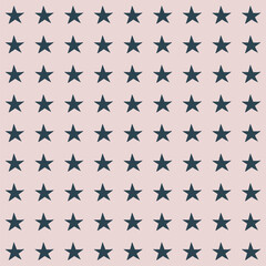 Neutral Scandinavian style seamless vector star pattern. Minimal festive geometric design. Evenly spaced navy blue stars in a neutral blush pink background. Doodle-style rustic Christmas pattern.