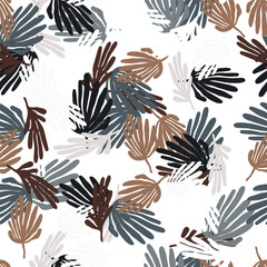 Tropical leaves background. Matisse inspired decoration wallpaper. Simple organic shape seamless pattern.