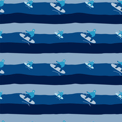 Fototapeta premium Snowboarders on the slope. Winter sports seamless pattern.