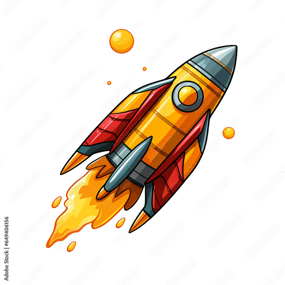 Wall mural 3d spaceship rocket startup, space, business concept