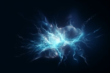 Abstract blue lightning charge with a blitz effect in a dynamic illustration of a thunderstorm flash. Generative AI