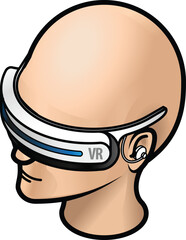 A woman's head with a VR headset.
