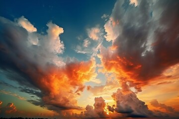 Beautiful sky with breathtaking clouds and colors. Generative AI