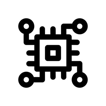 black processor icon, simple design