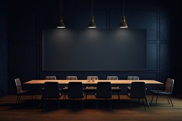 an empty meeting room with a blank screen Generative AI