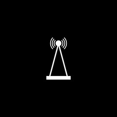 Antenna icon communication signal isolated on black background 