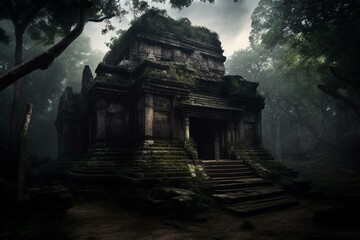 An eerie temple exuding a vampiric essence. Generative AI