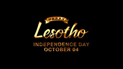 Happy Lesotho Independence Day Text Animation in Gold Color. Great for Lesotho Independence Day Celebrations, for banner, social media feed wallpaper stories
