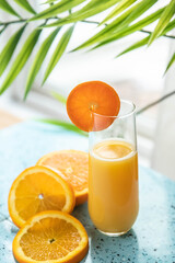 Orange Juice Glass Breakfast Poured