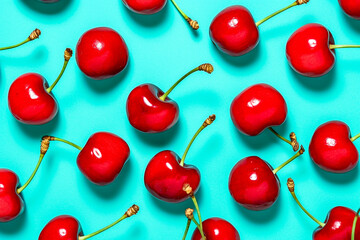 Papier peint avec cerises, vu de dessus