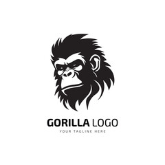 Angry Gorilla Mascot and minimal logo icon vector silhouette