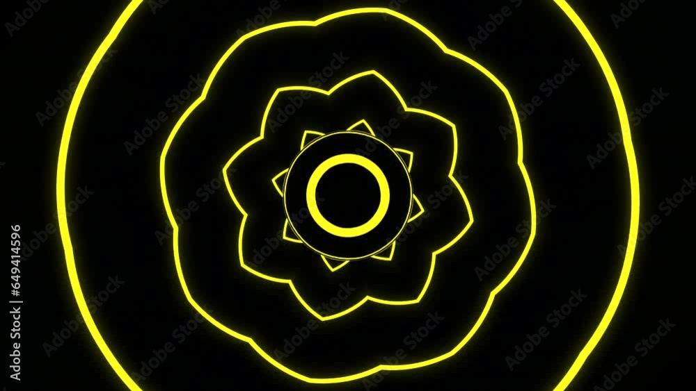 Poster bright lines of hypnotic floral pattern with circles. design. simple circles moving in flow of hypno