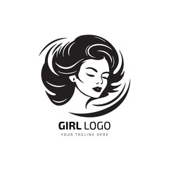 Girl logo symbol design and Unique icon layout for beauty and fashion business Vector illustration