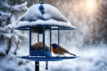Gordijnen bird in the snow © baloch