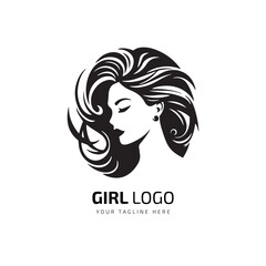 Jewelry logo symbol design with beautiful woman portrait and Unique icon layout for beauty and fashion business Vector illustration