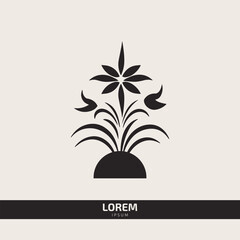 flower plant minimal logo with leaves branches