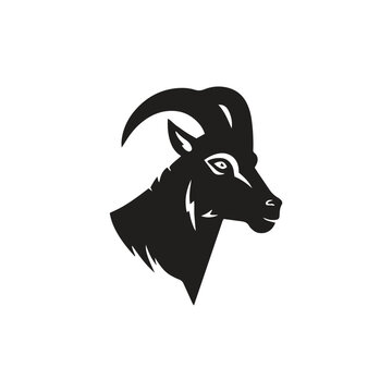Stylized silhouette face goat vector wild animal logo icon template