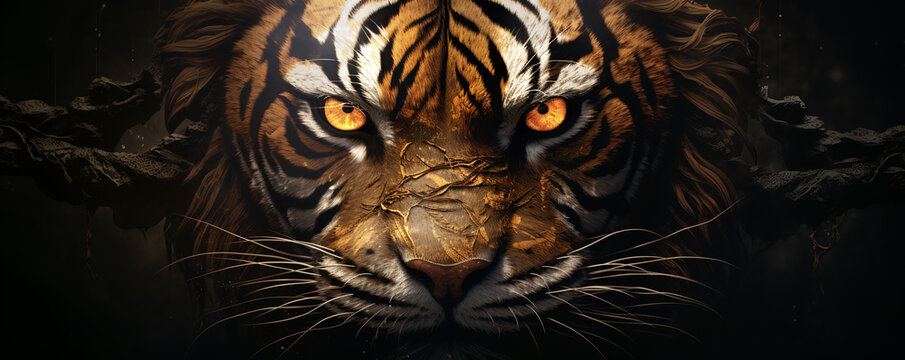 angry tiger eyes.ai generative
