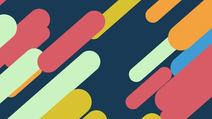 colorful rounded rectangle lines or stripes moving fast on dark blue background loop