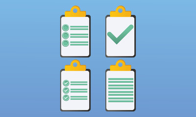 Checklist icon set.Suitable for website design, logo, app, template, and ui.on blue background.Vector Design Illustration.