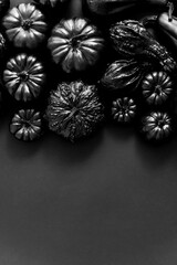 Composition of small black pumpkins