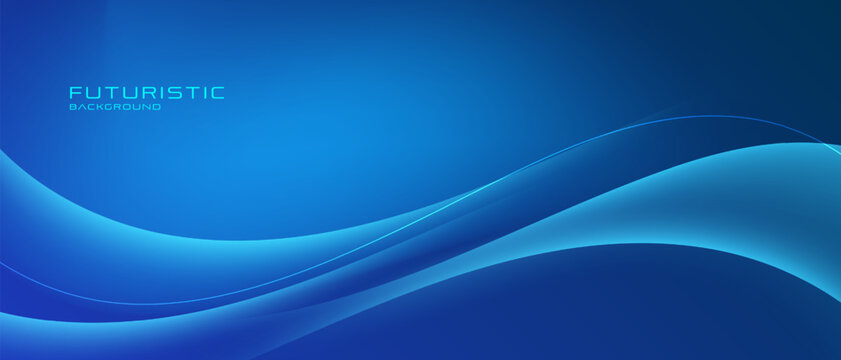 Abstract Blue Background With Dynamic Wave Line For Futuristic Concept