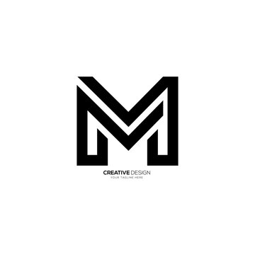 Letter M modern line art logo creative unique minimal monogram logo