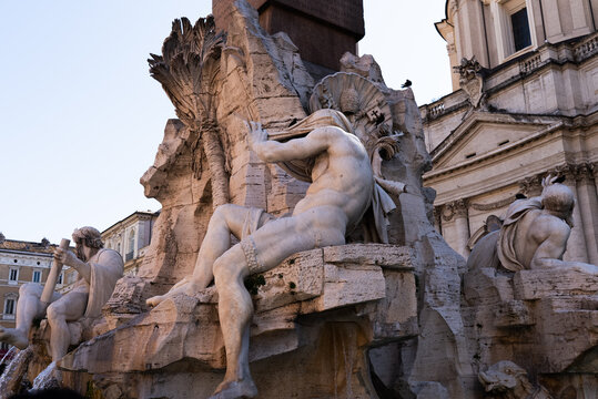 Bernini's Fountain of the Four Rivers. Marble. Rome. 