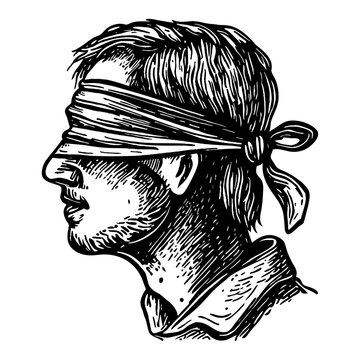 Blindfolded man sketch Royalty Free Vector Image