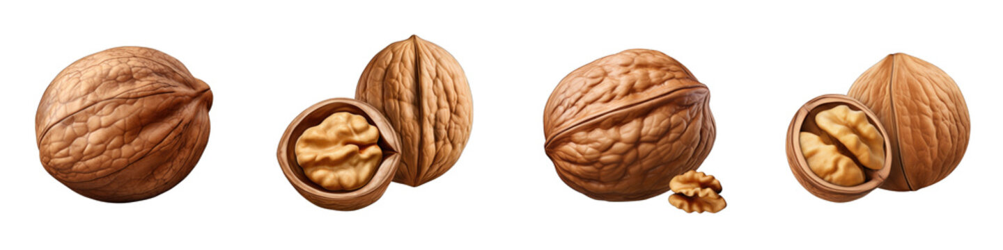 Walnut clipart collection, vector, icons isolated on transparent background