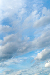 Blue Sky with White Clouds, Sunny Cloudy Sky Texture Background, Fluffy Clouds Pattern, Sunny Cumulus