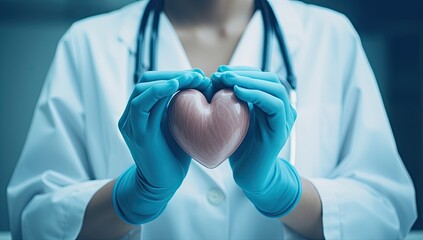 doctor making an heart shape in medical gloves Generative AI