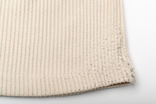 Fabric Pills, Fuzz Cloth Before and After Using of Fabric Shaver, Old Textile Lint Texture