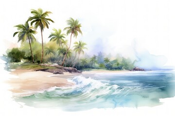 Watercolor Palm Tree Images Stock Illustration