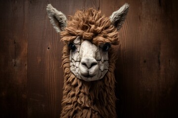Woolly alpaca domestic farm. Generate Ai