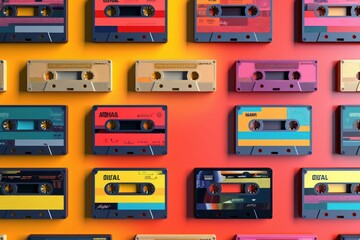 Vintage Cassette tape background. Generate Ai