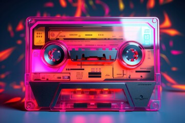 Fototapeta na wymiar Nostalgic Cassette tape background. Generate Ai