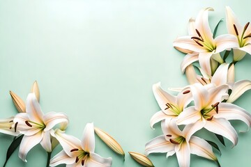 white lily on the background of the sea
